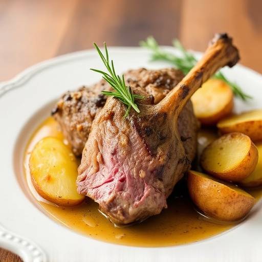 Arrosto di vitello con patate al forno e rosmarino