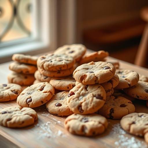 Immagine di diversi tipi di biscotti disposti su un tavolo di legno
