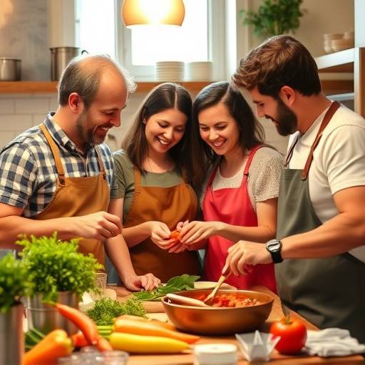 Immagine di una famiglia che cucina insieme una ricetta italiana