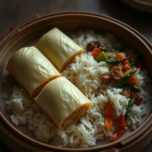 Involtini di verza ripieni di riso integrale e verdure miste, cotti al vapore