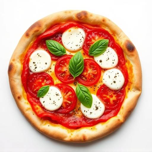 Pizza margherita napoletana con pomodoro San Marzano, mozzarella di bufala e basilico